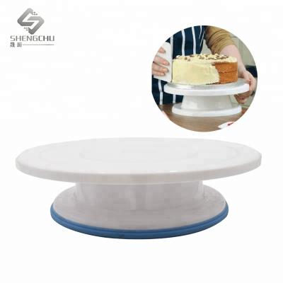 China Viable Hot Selling Baking Rack Cake Decorating Tools Plastic Cake Turntable With Color Box Package for sale