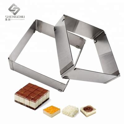 China Sustainable Large Adjustable Square Stainless Steel Cake Mousse Mold Baking Tool for sale