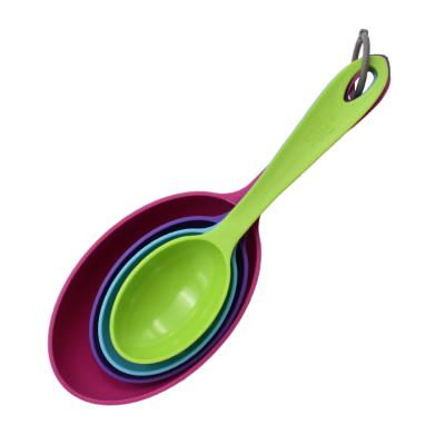 China Sustainable Baking Instruments Kitchen Home 4 Piece Baking Colorful Plastic Measuring Cups And Spoons Set For Liquid Powder for sale