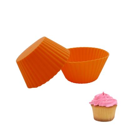 China Sustainable Muffin Baking Cups Non Stick Heat Resistant Silicone Round Cup Cake Mold Reusable Bake Cup Cake Molds for sale