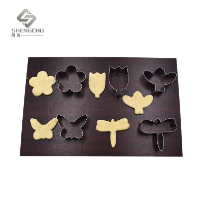 China New Design 5pcs Sustainable Flower / Butterfly Shaped Cookie Cutter Set Stainless Steel Cake / Cookie Mold Kids Baking Tool for sale