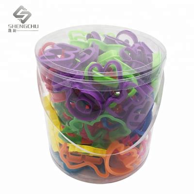 China Viable Multi-shape 108 Pcs Colorful DIY Cookies Cutter Plastic Cookie Mold With PVC Box Bake Tool For Kids for sale