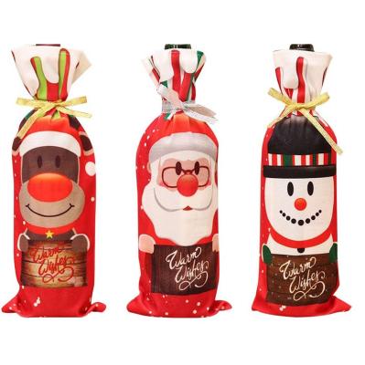 China Christmas 2021 Merry Christmas 2021 Gift Wine Cover Bag Wine Bottle Cover New Years Decor Christmas Decorations for sale