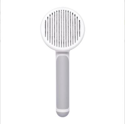 China Viable Pet Cat Comb Stainless Steel Button Comb Self-cleaning Needle Comb Cat Hair Removal Cleaning Brush One for sale