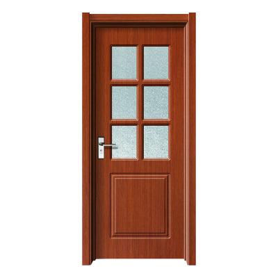 China Modern Decoration PVC MDF Wooden Doors With Glass Interior Door Designs For Bedroom Bathroom for sale