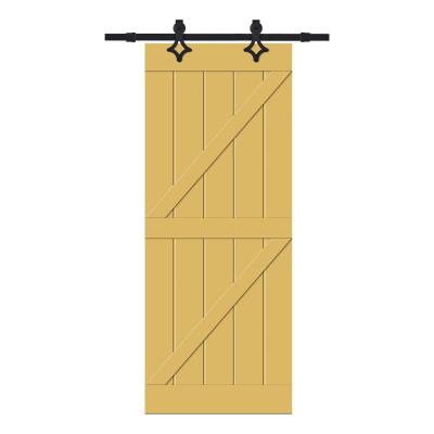 China Decoration Barn Doors Yellow Solid Wood Door With Glass For Farmhouse Horse Room for sale