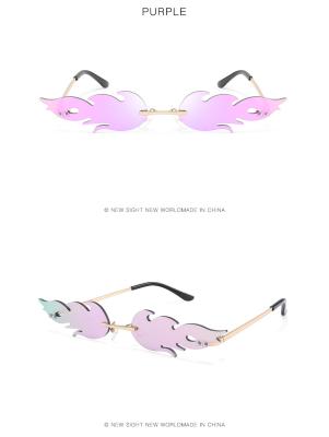 China 15 Years Experience Eyewear Fashion Small Sun Glass 2020 Rimless Fire Flame Shape Sunglasses for sale