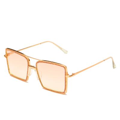 China 15 Years Experience Classic Square Glass Optical Frame Women Sunglasses Full-jeweled Luxury Rhinestone Jeweled for sale