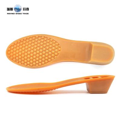 China For Women Shoes Making RISVINCI Comfortable Women Durable Easy Slip On Soles Shoes Low Nature Block Heel Rubber Outsole for sale