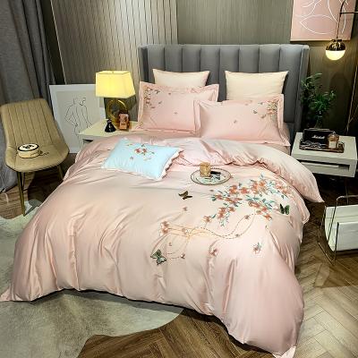 China Nondisposable Butterfly designs Egyptian cotton embroidered duvet cover sets for sale