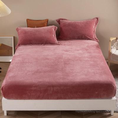 China Simple Super Soft Solid Color Crystal Velvet And Milk Velvet Bed Sheet for sale