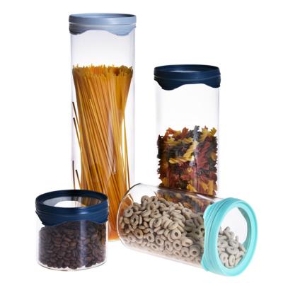 China Sustainable Airtight Food Storage Set Large Glass Jar With Leakproof Lid for sale