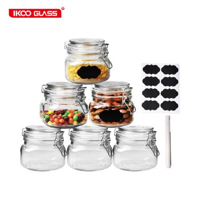 China Clip Sustainable Airtight Glass Jar With Lids Food Storage Container With Seal Wire Clear Preservation Clip for sale