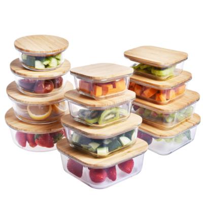 China Sustainable Plastic Meal Prep Freestanding Glass Food Container With Lid Microwave Bamboo Containers for sale