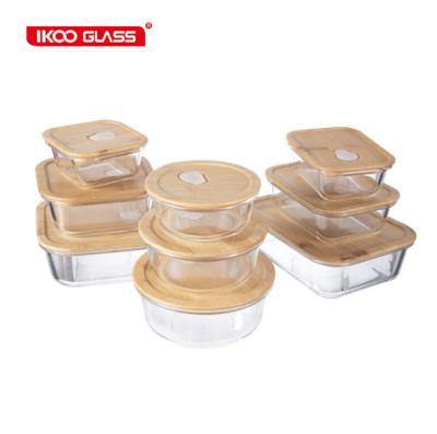 China Meal Prep Microwavable Eco Friendly Glass Storage Container With Lid Glass Storage Bamboo Vented Food Container for sale