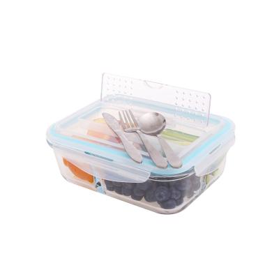 China Microwave Hold Food Container 3 Compartment With Cutlery Steel Glass Bowl Heat Resistant Microwavable for sale