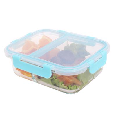 China Airtight Viable Glass Lunch Box Food Container with Compartments for sale