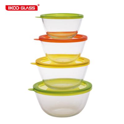 China IKOO High Borosilicate Glass Mixing Bowl Sustainable Heat Resistant Glass Bowl With Lid Salad Glass Bowl for sale