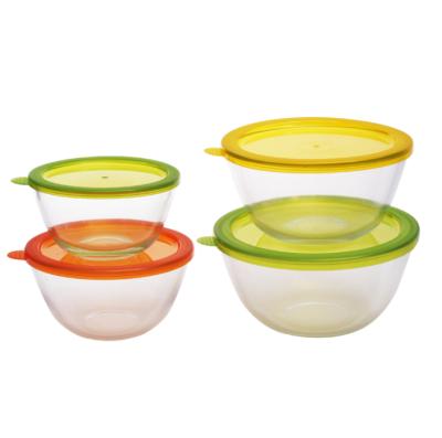 China Microwave and oven sustainable safe colored glass mixing bowl salad bowl set for sale