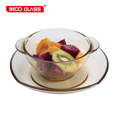 China Sustainable Eco Friendly Safe Amber Color Clear Microwave High Borosilicate Glass Dinnerware Sets Wholesale for sale