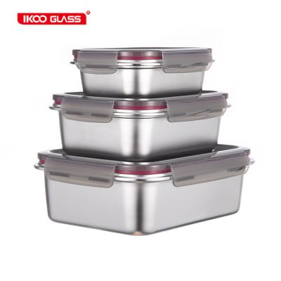 China Freshness Preservation IKOO Microwave Lunch Box Safe Reusable Stainless Steel Food Container for sale