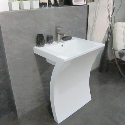 China New-Wall Pedestal Wash Basin Easy Clean Hotel One-Piece Square Wash Basin To Undertake Hotel for sale