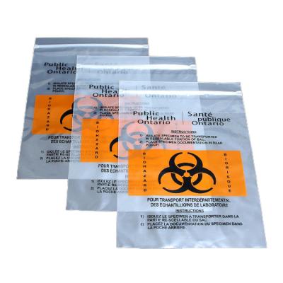 China Disposable Transparent Collection Zip Lock Bag For Medical Specimen Biohazard Bags for sale