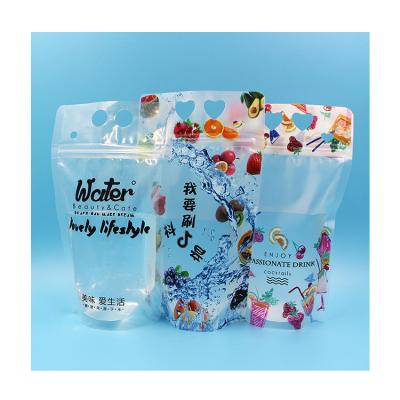 China Moisture Proof Cute Design Clear Plastic Juice Ziplock Bag With Hole Handle for sale