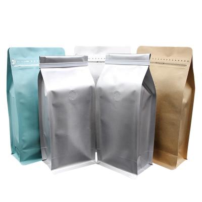 China 250g 500g 1kg Recyclable Custom Printed Flat Bottom Coffee Bean Packing Bag With Valve Custom Bags for sale