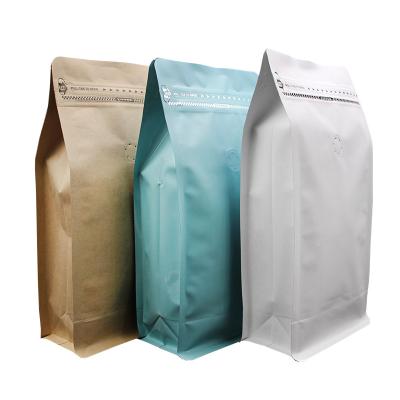 China Factory direct sale 250g 500g flat bottom package zipper box pouch recyclable coffee bag with valve for sale