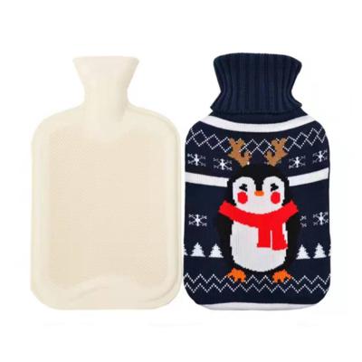 China Printed Cloth Wholesale cute large bs rubber body foot warmer hot water bottle bag with fleece cover for sale