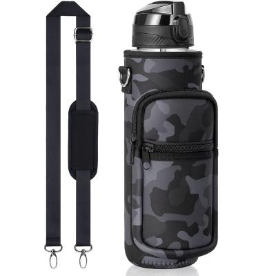 China Stocked Custom 1L 32 oz bpa free tritan plastic gym outdoor sports motivational water bottle with time marker sleeve and strap for sale