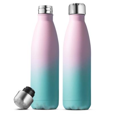 China Stocked Custom logo 500ml 18oz fashion vacuum insulated sublimation double wall gradients stainless steel cola water bottle for sale