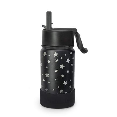 China Custom Logo 350ml 12oz Thermos Thermos Stainless Steel Child Kids School Stocked Water Bottle With Straw Lid for sale