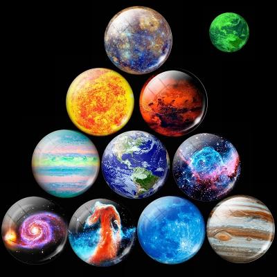 China Glow in Dark Galaxy Solar System Sticker Fridge Decor Glowing in Dark Stars Planet Moon Glass Fridge Magnet for sale