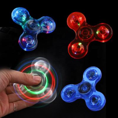 China Adult Plastic Kids Glow In The Dark Anti Stress Kinetic Gyro Led Luminous Tri Spinner LED Spinner for sale