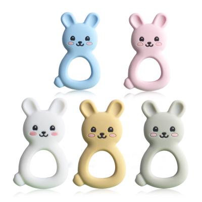 China Cute Baby Toy Rabbit Teether Molar Stick Baby Boy Girl Bite Safe Non-Toxic Silicone Unisex Infant Soft Tool for sale