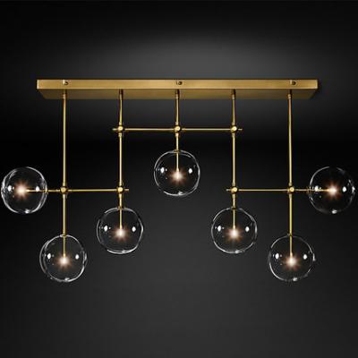 China Contemporary Luxury Glass Ceiling Lamp Restaurant Lamp Gold Branch Rectangular Chandelier for sale