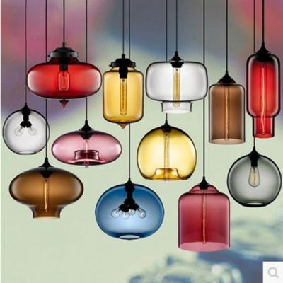 China Colorful Type For Single Artpad Multi Color Stained Clear Glass Pendant Light Lamp For Dining Room Bar Cafe for sale