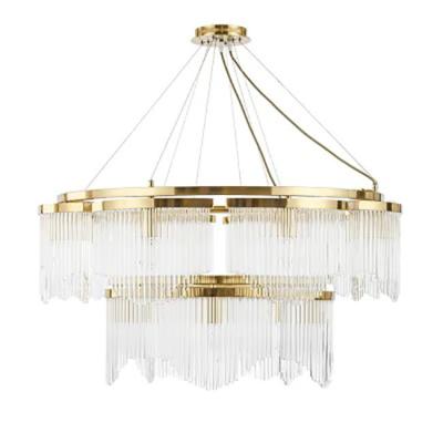 China Contemporary American Light Luxury Glass Chandelier Round Living Room Lamps Home Decoration Lighting for sale