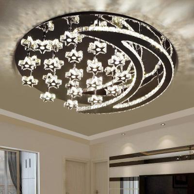 China Kids Living Room Moon Star Daylight Lamp Outdoor Mounted Crystal Surface Mounted Round Modern Lead Crystal Ceiling Light Fixture For Bedroom for sale