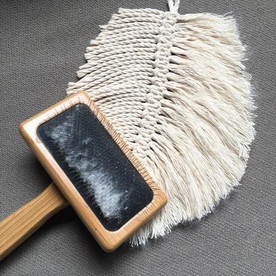 China Macrame Brushes / Macrame Tools Brushes Weaving Brushes For Crafting Brushes With Bamboo Handle for sale