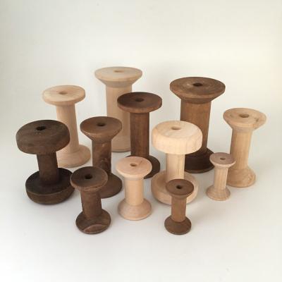 China Vintage Easy Wooden Coil Craft Tool Wood Coil Spool Ribbon Europe Wood Craft Spool for sale