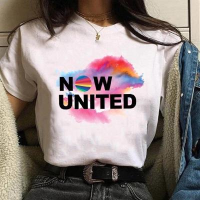 China Sustainable Fashion Now United Group Aesthetic Graphic Printed T Shirt Women Hip Hop Streetwear Hipster Female T-shirt Summer White Tshirt for sale