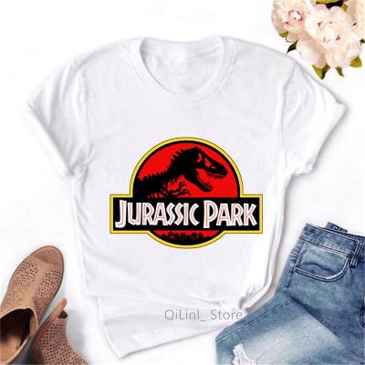 China Jurassic Park Vintage Jurassic Park T-shirt Women Dinosaur Viable Tee Shirt Women's White Cropped Sleeve Streetwear Cool Streetwear for sale