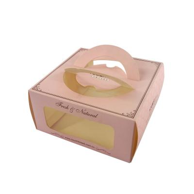 China Elelgent Large Cake Box Handle Cake Box With Window, Simple Cupcake Box Valentines Cupcake Boxes, Customized Cake Box for sale