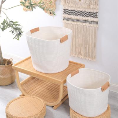 China Simple Foldable Minimalist Woven Wholesale Minimalist Laundry Storage Children's Toys Table Top Storage Basket Household Cotton Tidy Basket for sale