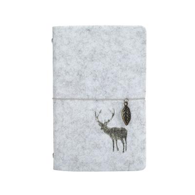 China Mini Cheap Felt Diary Polyester Laser Loose-leaf Book Felt Book Christmas Manual Polyester Deer Material for sale