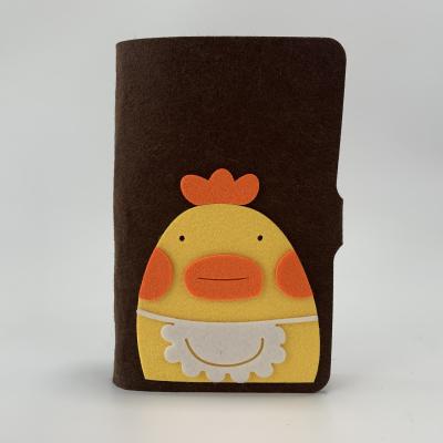 China Mini Customized Wholesale Felt Book Felt Notebook Felt Small Diary Rooster Pattern Polyester Environmental Protection Material Hand This for sale