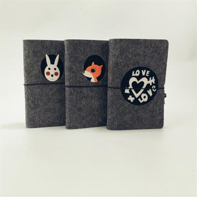 China Mini Wholesale creative stationery A6 notebook ruled notebook felt diary cartoon pattern environmental protection loose-leaf book for sale